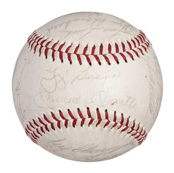 1962 World Series Champion New York Yankees Team Signed OAL Cronin Baseball with 25 Signatures Including Mantle & Berra (JSA)